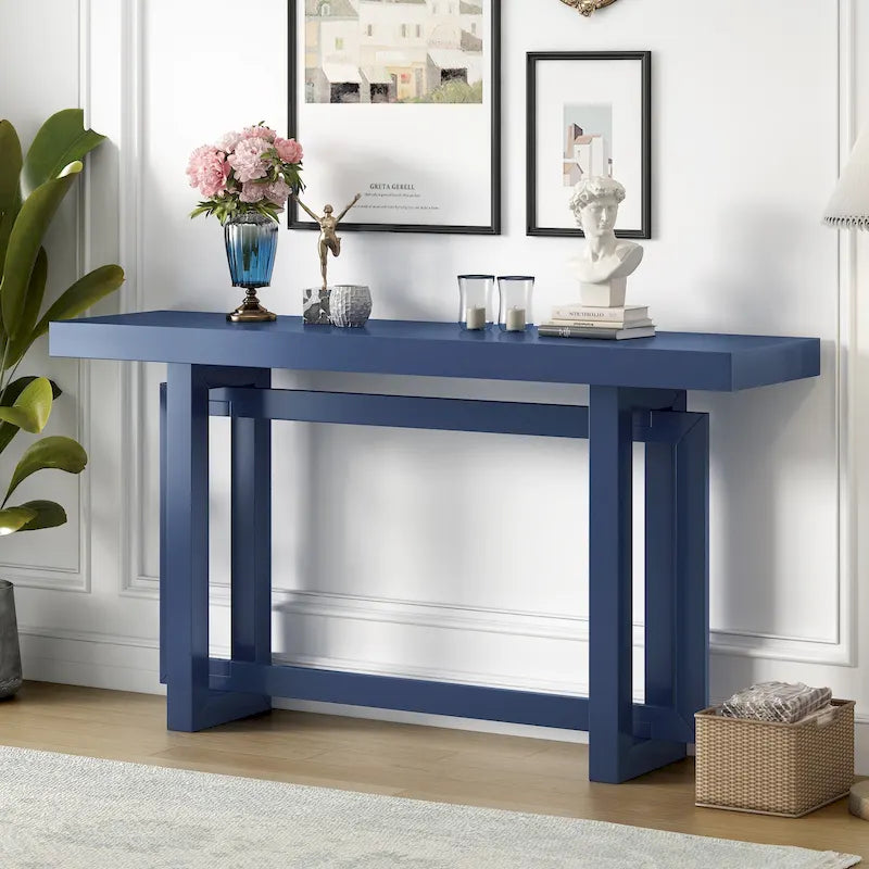 Consolle da ingresso minimalista extra lunga con piano in legno