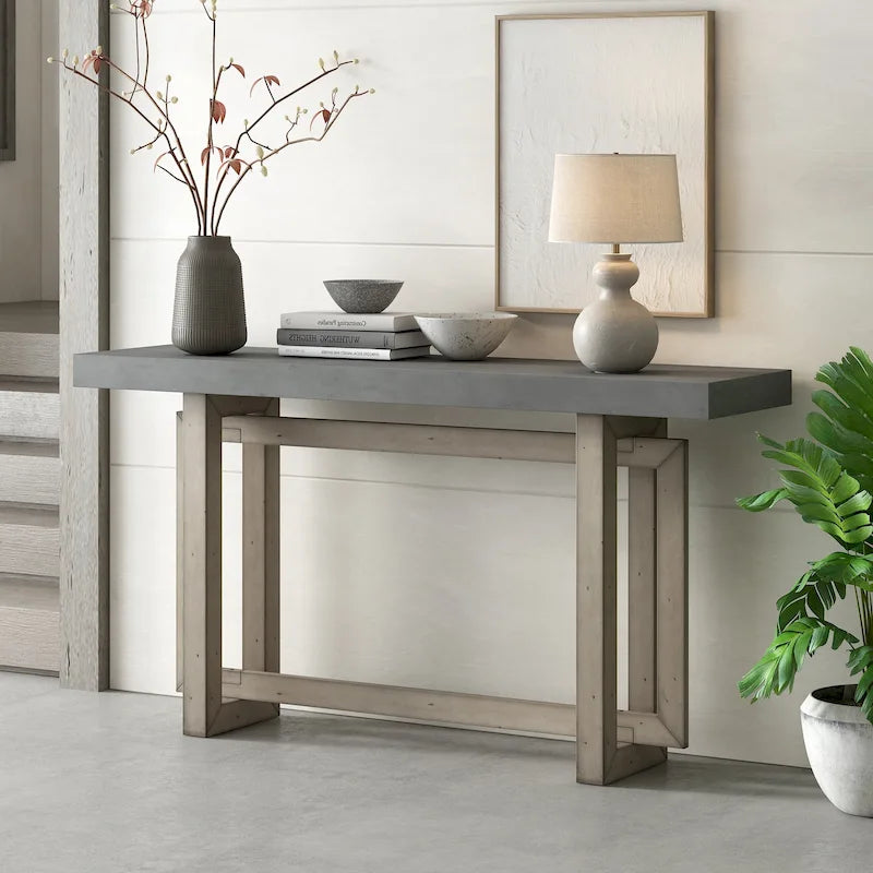 Consolle da ingresso minimalista extra lunga con piano in legno