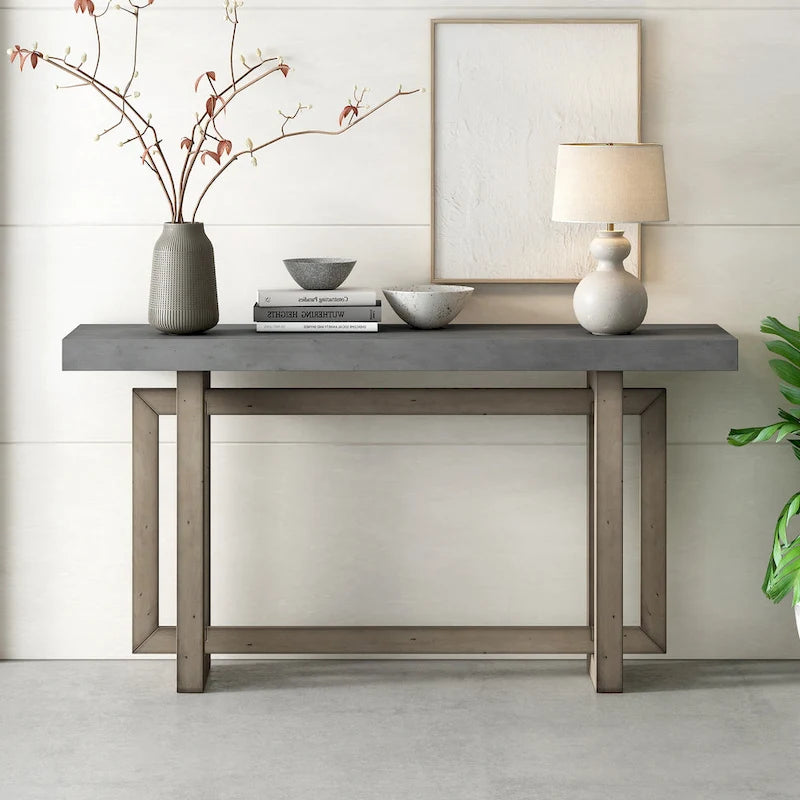 Consolle da ingresso minimalista extra lunga con piano in legno