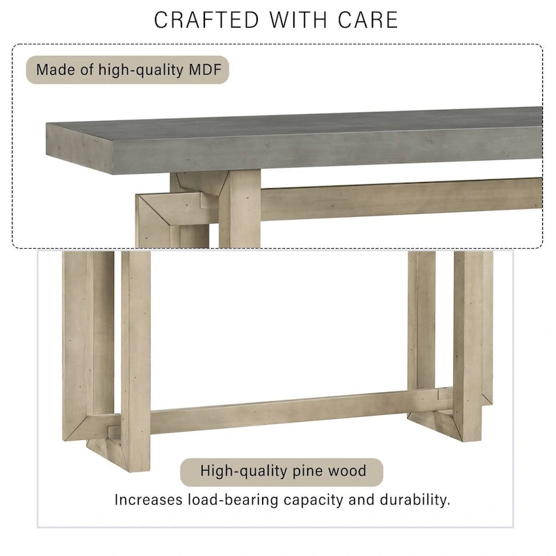 Consolle da ingresso minimalista extra lunga con piano in legno