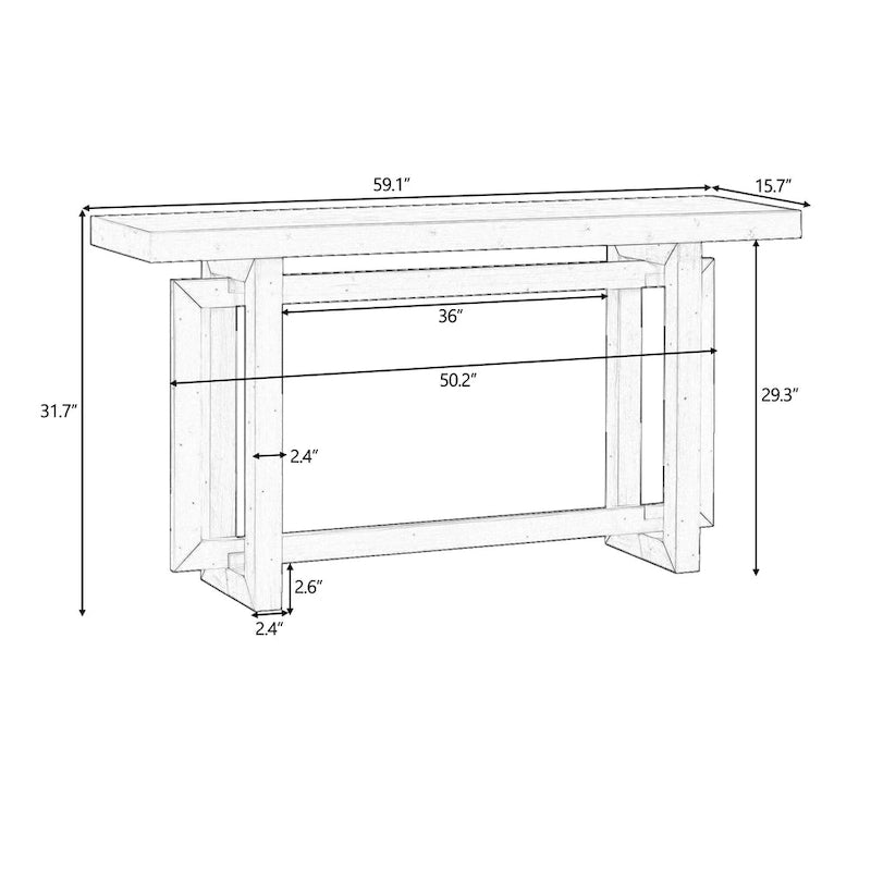 Consolle da ingresso minimalista extra lunga con piano in legno