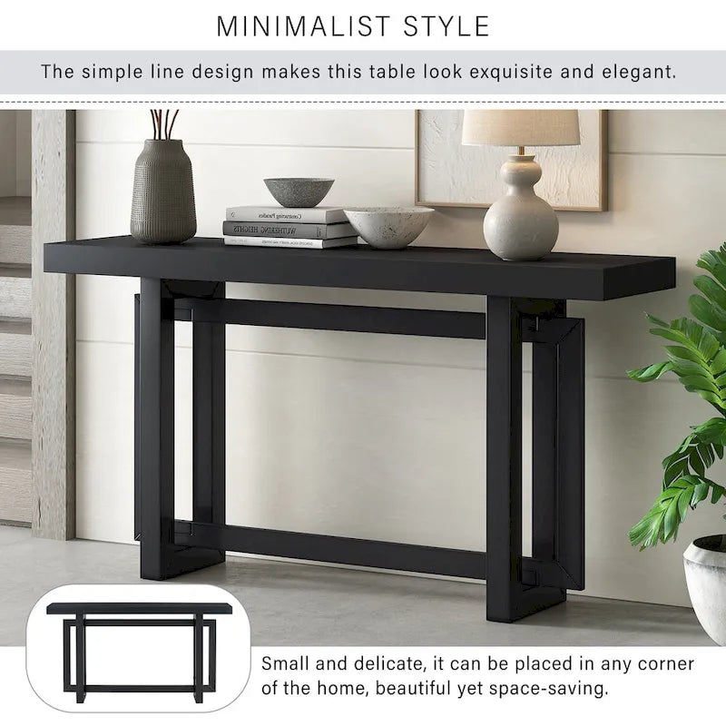 Consolle da ingresso minimalista extra lunga con piano in legno