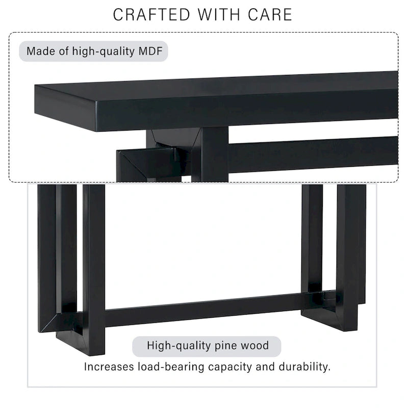 Consolle da ingresso minimalista extra lunga con piano in legno