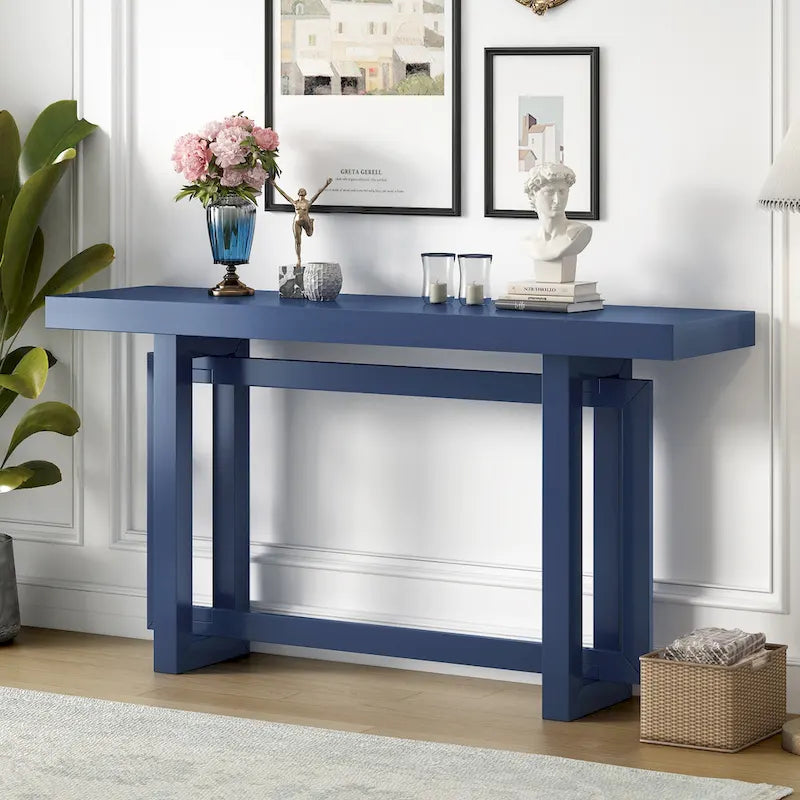 Consolle da ingresso minimalista extra lunga con piano in legno