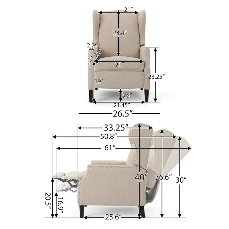 Poltrona reclinabile tradizionale, elegante e confortevole