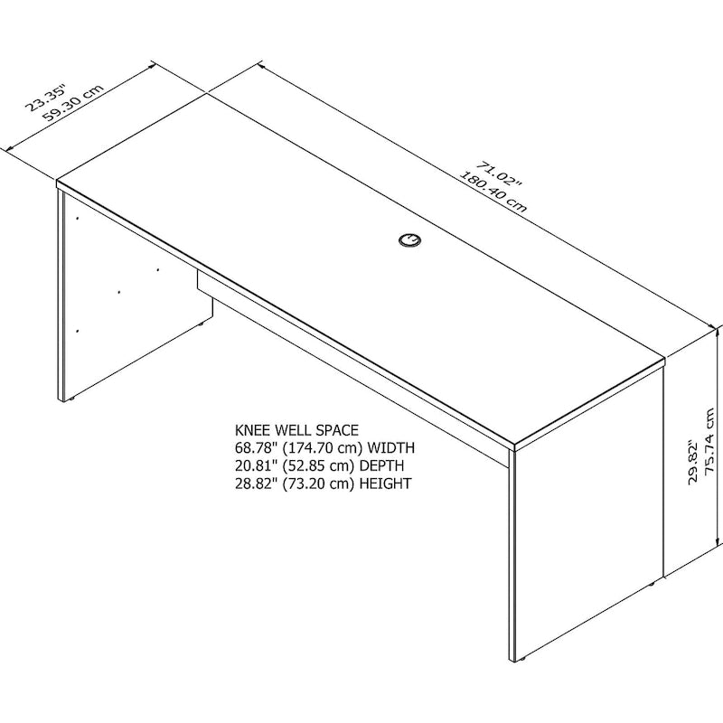 Credenza da scrivania per ufficio in casa da 72"L x 24"P con cassetti