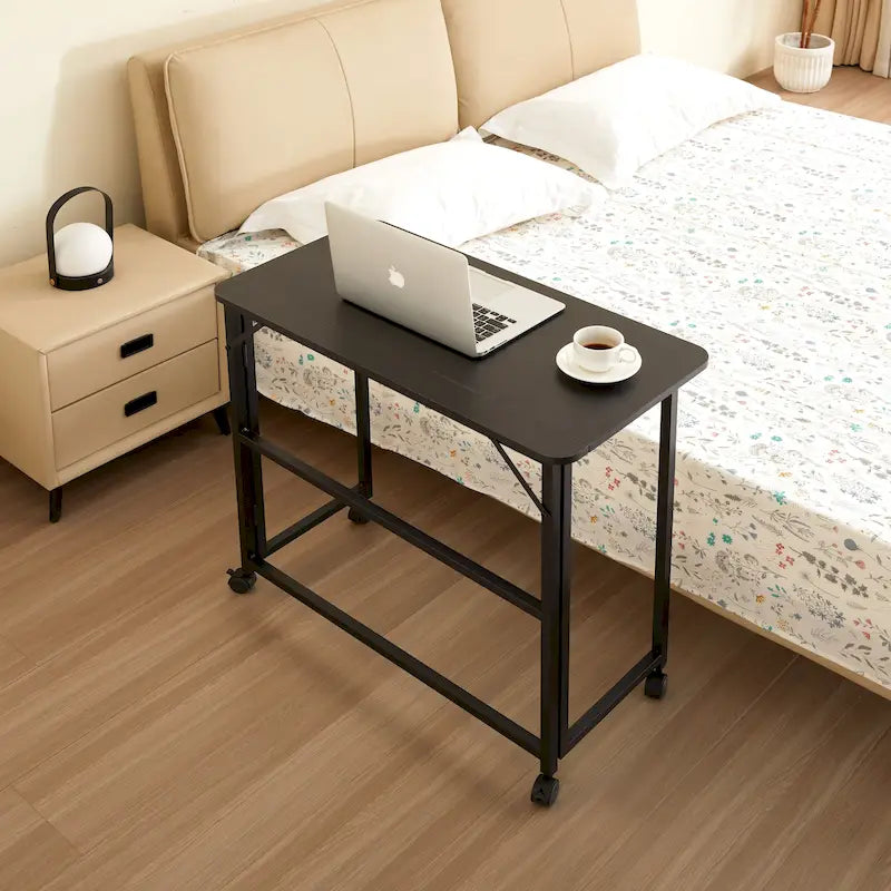 Scrivania da ufficio pieghevole minimalista con piano unico e 4 ruote mobili per uffici domestici e camere da letto o dormitori