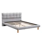 Letto a piattaforma imbottito queen size, moderno giroletto trapuntato con testiera a forma di biscotto per camera degli ospiti e camera da letto