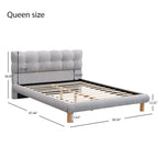 Letto a piattaforma imbottito queen size, moderno giroletto trapuntato con testiera a forma di biscotto per camera degli ospiti e camera da letto