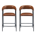 Sgabelli da bancone in PU da 26" con rivestimento in finta pelle, set da 2, altezza bar, struttura in ferro, marrone
