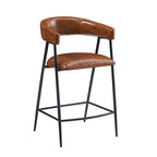 Sgabelli da bancone in PU da 26" con rivestimento in finta pelle, set da 2, altezza bar, struttura in ferro, marrone