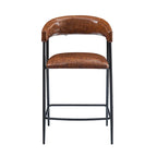 Sgabelli da bancone in PU da 26" con rivestimento in finta pelle, set da 2, altezza bar, struttura in ferro, marrone