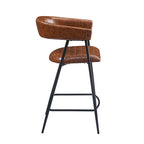 Sgabelli da bancone in PU da 26" con rivestimento in finta pelle, set da 2, altezza bar, struttura in ferro, marrone