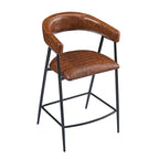 Sgabelli da bancone in PU da 26" con rivestimento in finta pelle, set da 2, altezza bar, struttura in ferro, marrone