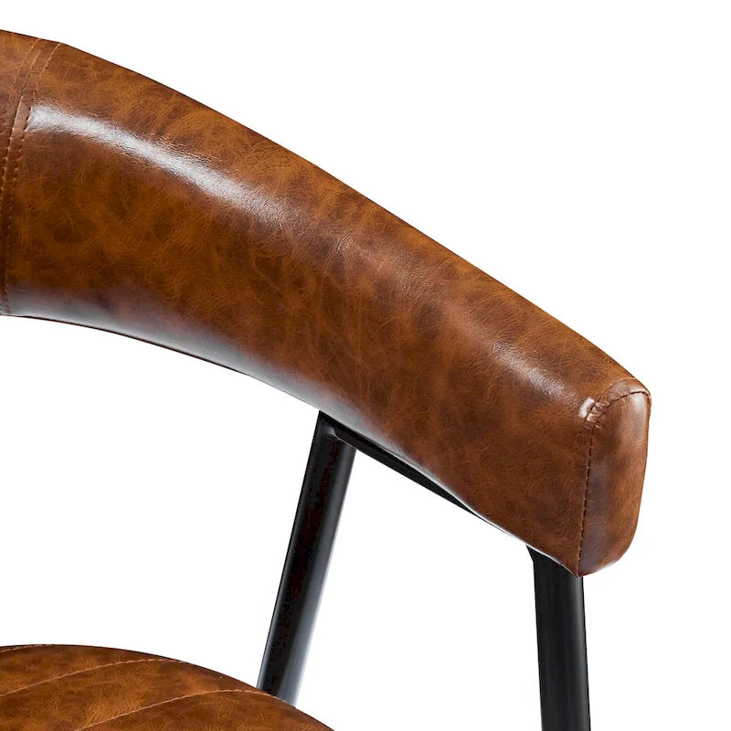 Sgabelli da bancone in PU da 26" con rivestimento in finta pelle, set da 2, altezza bar, struttura in ferro, marrone
