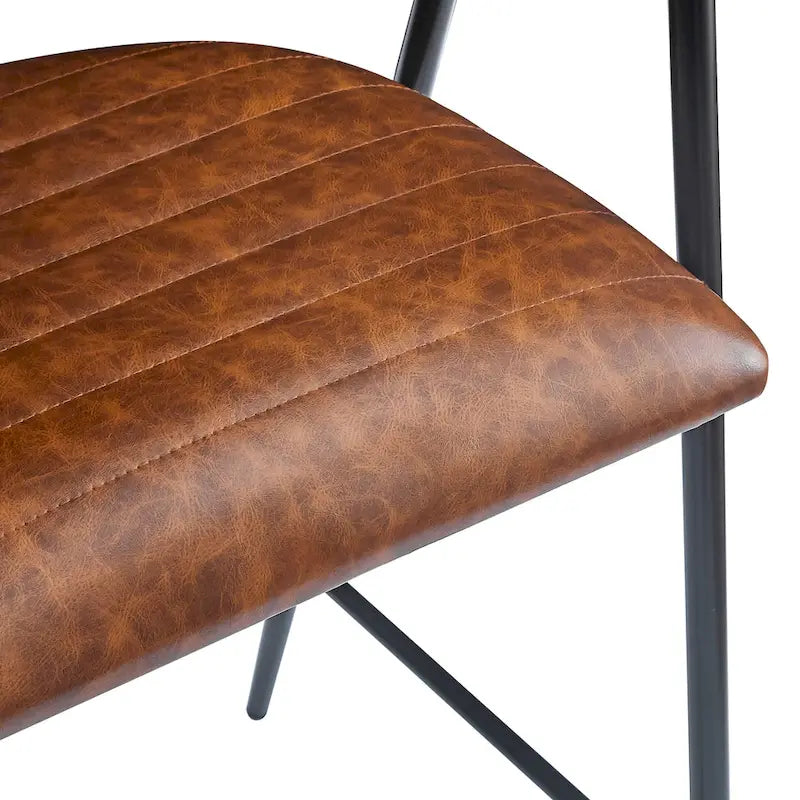 Sgabelli da bancone in PU da 26" con rivestimento in finta pelle, set da 2, altezza bar, struttura in ferro, marrone