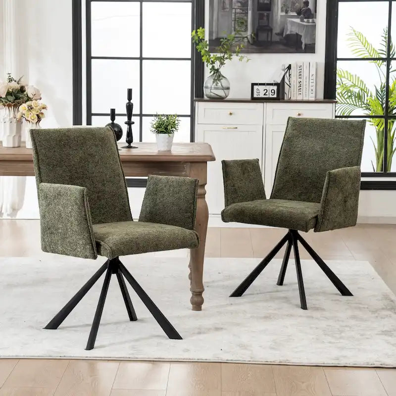 Sedie da pranzo moderne imbottite con gambe in metallo girevoli