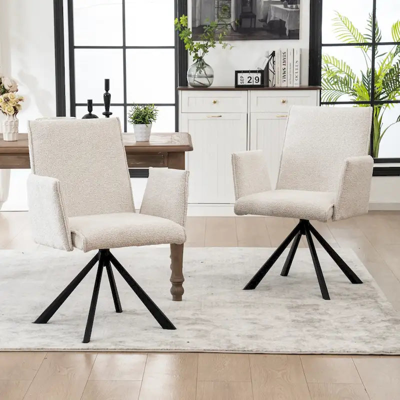 Sedie da pranzo moderne imbottite con gambe in metallo girevoli