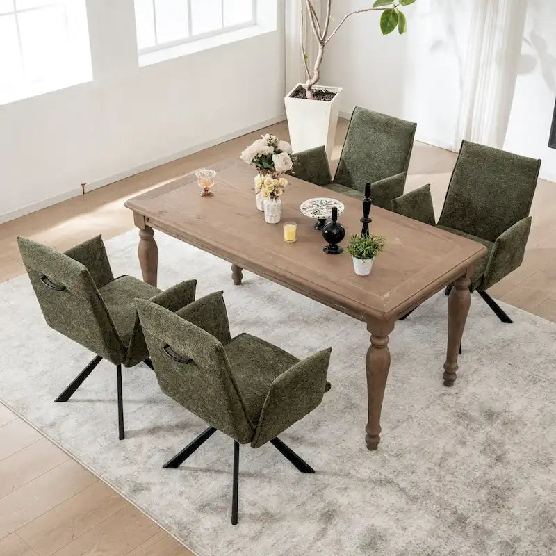 Sedie da pranzo moderne imbottite con gambe in metallo girevoli