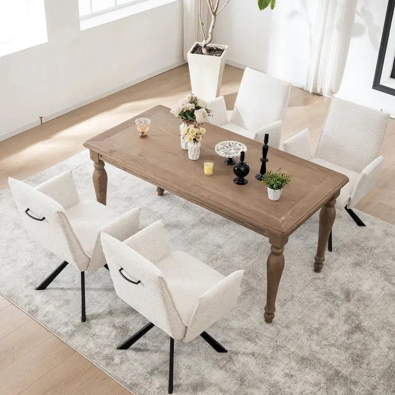 Sedie da pranzo moderne imbottite con gambe in metallo girevoli