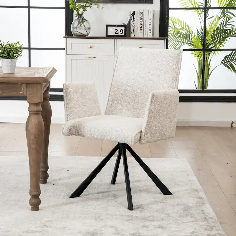 Sedie da pranzo moderne imbottite con gambe in metallo girevoli