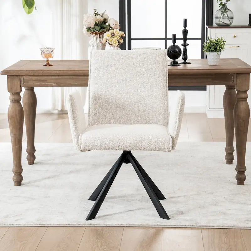 Sedie da pranzo moderne imbottite con gambe in metallo girevoli