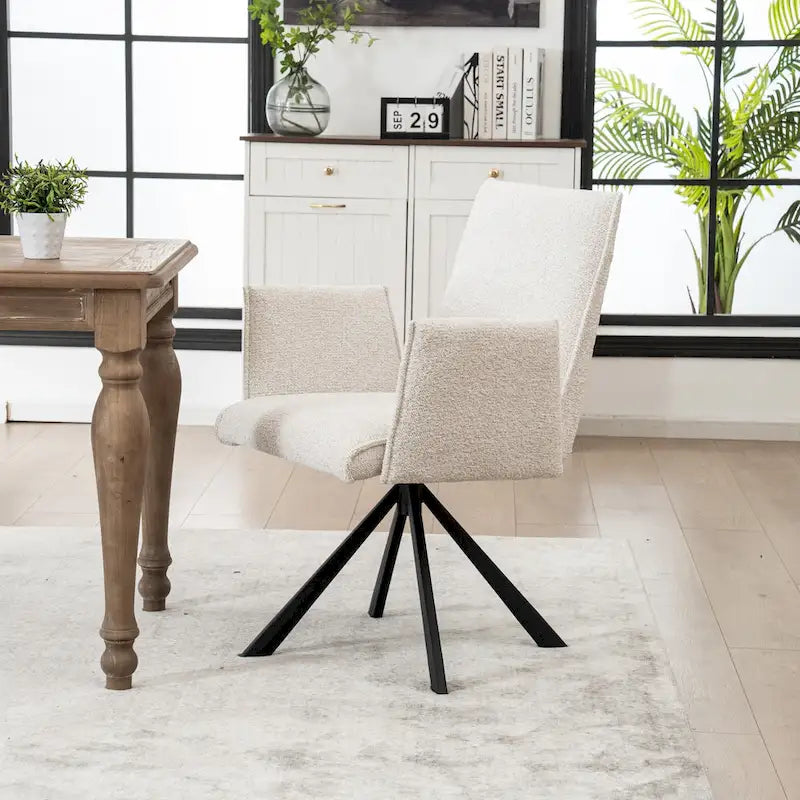 Sedie da pranzo moderne imbottite con gambe in metallo girevoli