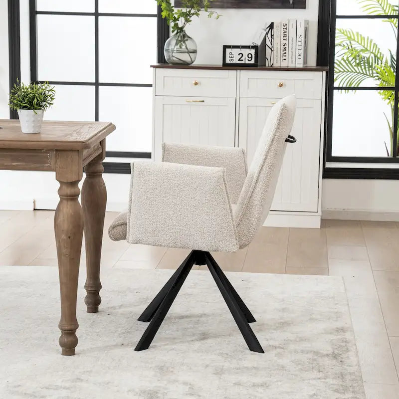 Sedie da pranzo moderne imbottite con gambe in metallo girevoli