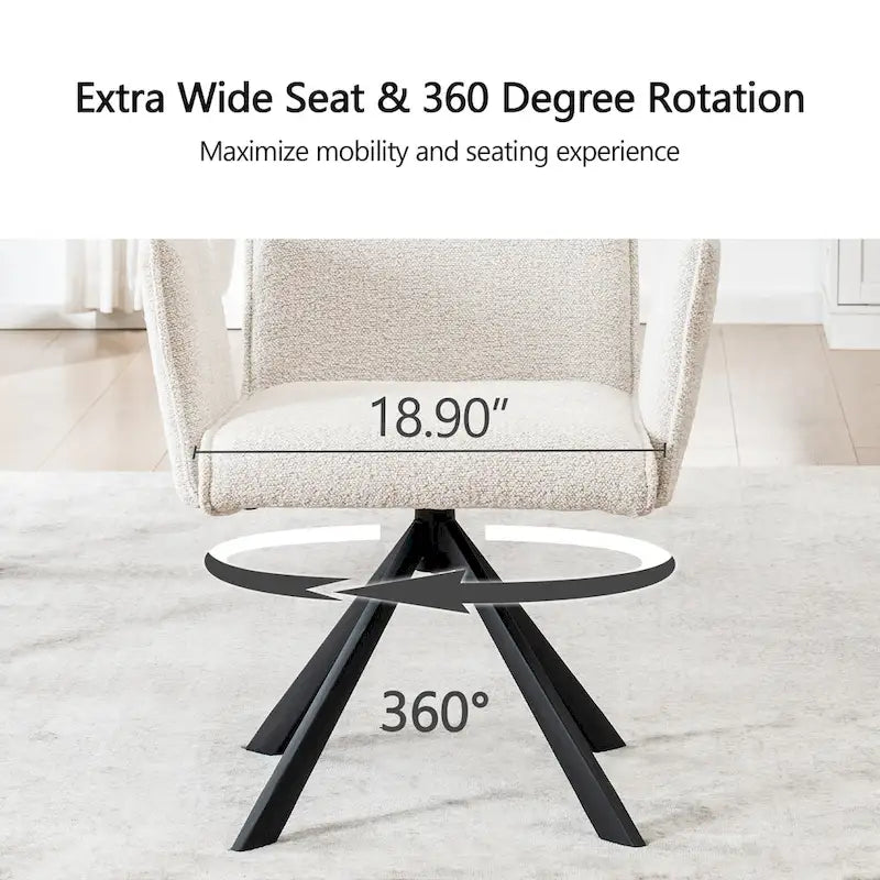 Sedie da pranzo moderne imbottite con gambe in metallo girevoli