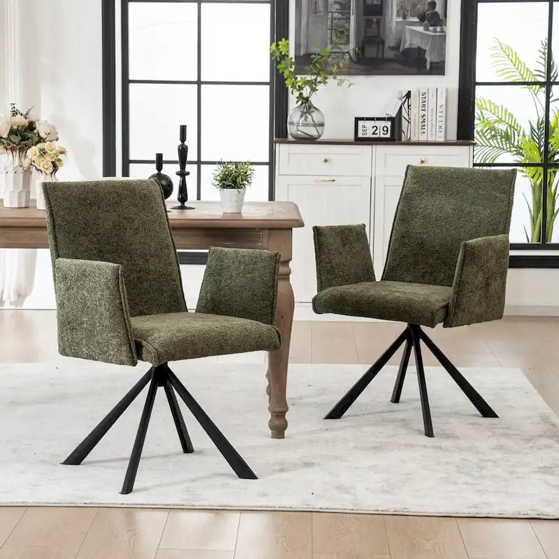 Sedie da pranzo moderne imbottite con gambe in metallo girevoli