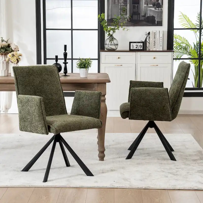 Sedie da pranzo moderne imbottite con gambe in metallo girevoli