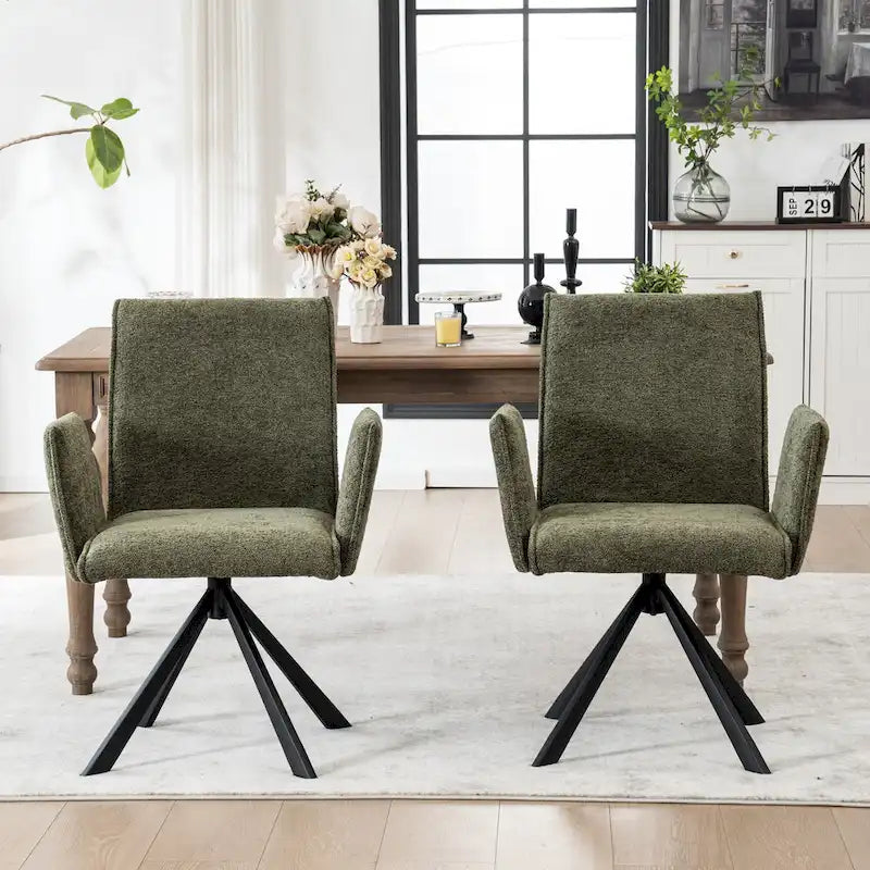 Sedie da pranzo moderne imbottite con gambe in metallo girevoli