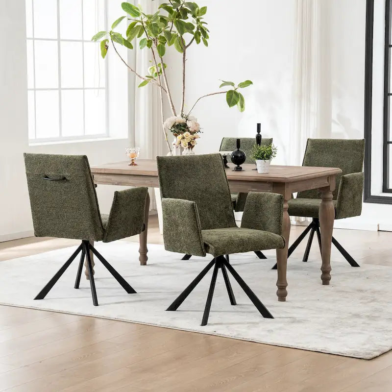 Sedie da pranzo moderne imbottite con gambe in metallo girevoli