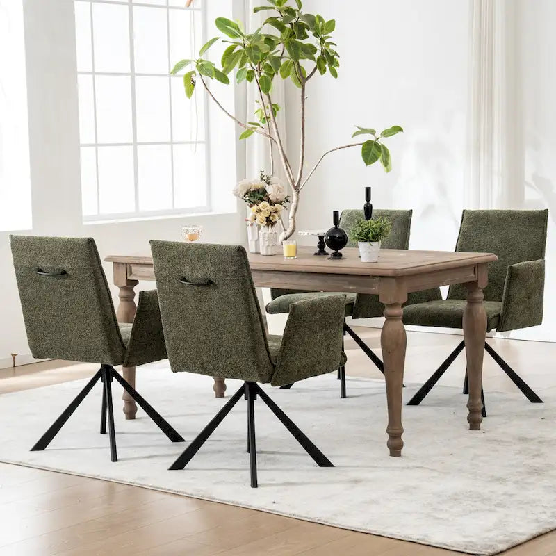 Sedie da pranzo moderne imbottite con gambe in metallo girevoli