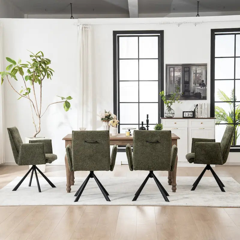 Sedie da pranzo moderne imbottite con gambe in metallo girevoli