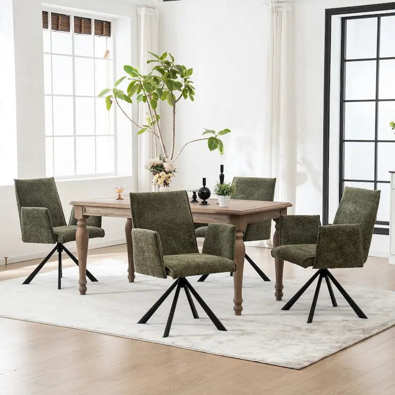 Sedie da pranzo moderne imbottite con gambe in metallo girevoli