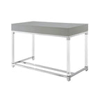 Scrivania 122 cm Bianca Oro Acrilico Acciaio Inossidabile 2 Cassetti Ufficio Casa