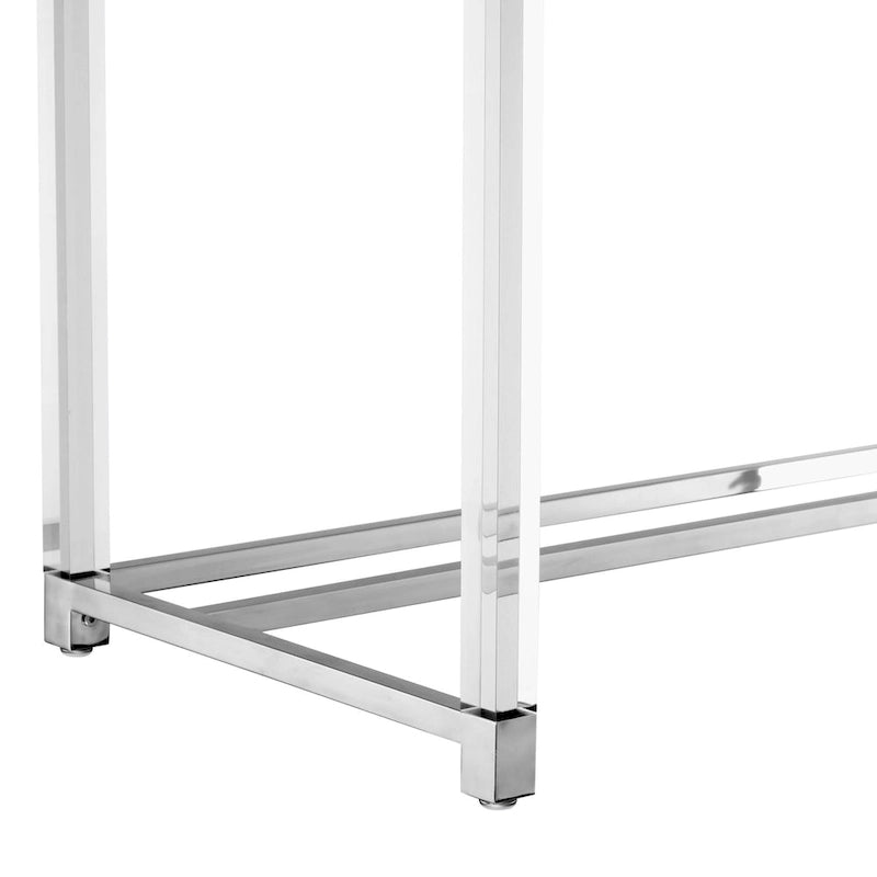 Scrivania 122 cm Bianca Oro Acrilico Acciaio Inossidabile 2 Cassetti Ufficio Casa