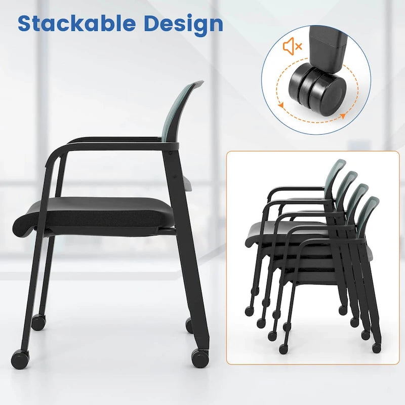 Sedie impilabili da ufficio per ospiti e conferenze con schienale in rete, set da 2 o 4