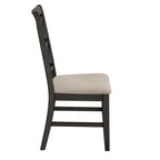 Sedie da pranzo con schienale a croce, set da 2, seduta in tessuto color sabbia, gambe con finitura in legno