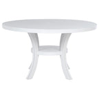 Tavolo da Pranzo Rotondo da 54" con Ripiano e Gambe Svasate in Legno Bianco Stile Moderno