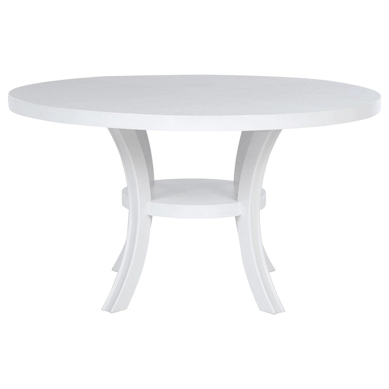 Tavolo da Pranzo Rotondo da 54" con Ripiano e Gambe Svasate in Legno Bianco Stile Moderno