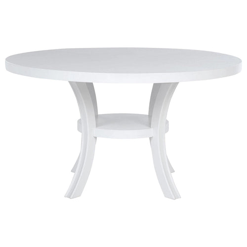 Tavolo da Pranzo Rotondo da 54" con Ripiano e Gambe Svasate in Legno Bianco Stile Moderno