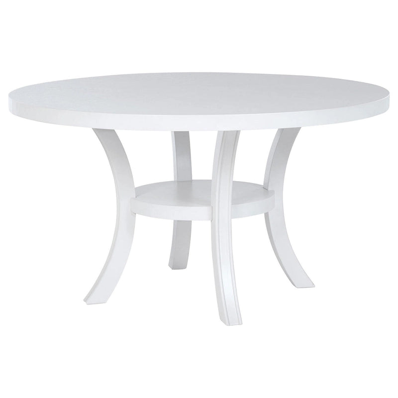 Tavolo da Pranzo Rotondo da 54" con Ripiano e Gambe Svasate in Legno Bianco Stile Moderno