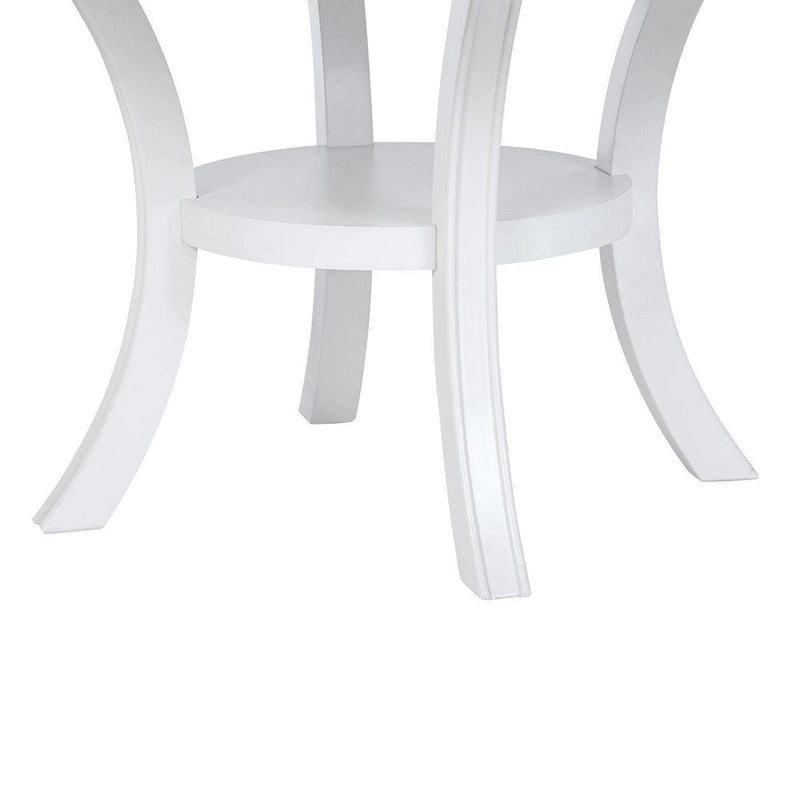 Tavolo da Pranzo Rotondo da 54" con Ripiano e Gambe Svasate in Legno Bianco Stile Moderno