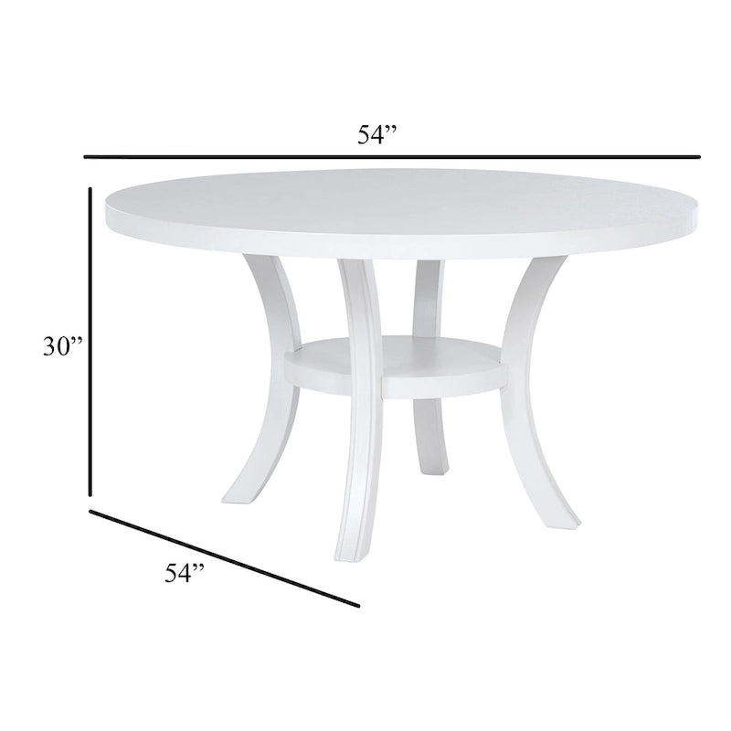 Tavolo da Pranzo Rotondo da 54" con Ripiano e Gambe Svasate in Legno Bianco Stile Moderno
