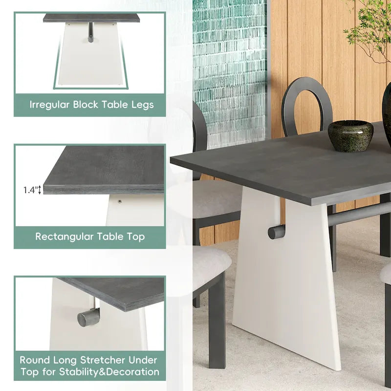 Set da 7 pezzi tavolo da pranzo per 6 persone, set versatile tavolo da cucina con tavolo a cavalletto e 6 sedie imbottite
