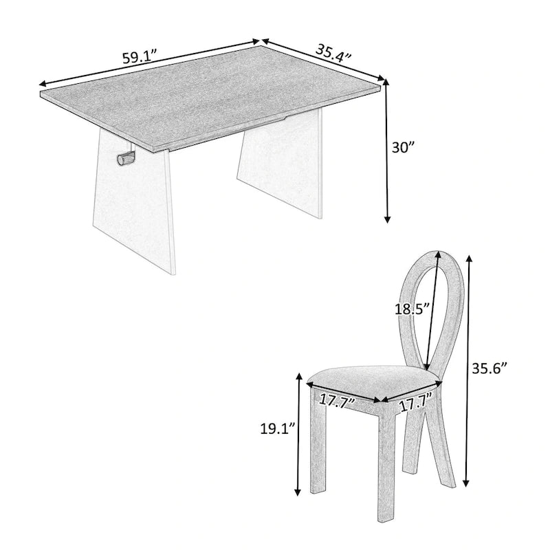 Set da 7 pezzi tavolo da pranzo per 6 persone, set versatile tavolo da cucina con tavolo a cavalletto e 6 sedie imbottite