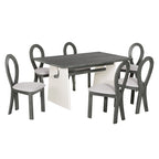 Set da 7 pezzi tavolo da pranzo per 6 persone, set versatile tavolo da cucina con tavolo a cavalletto e 6 sedie imbottite