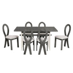Set da 7 pezzi tavolo da pranzo per 6 persone, set versatile tavolo da cucina con tavolo a cavalletto e 6 sedie imbottite
